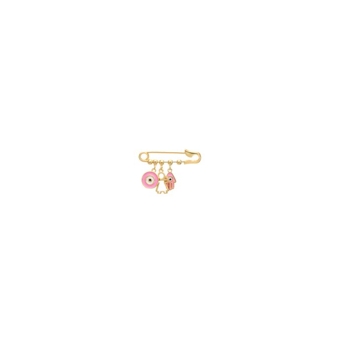 Nina Gold E-shop | Χειροποίητο κόσμημα, Πύργος Ηλείας Ασημένια, 925, επιχρυσωμένη παραμάνα, με μάτι, χέρι και κρεμαστό κοριτσάκι