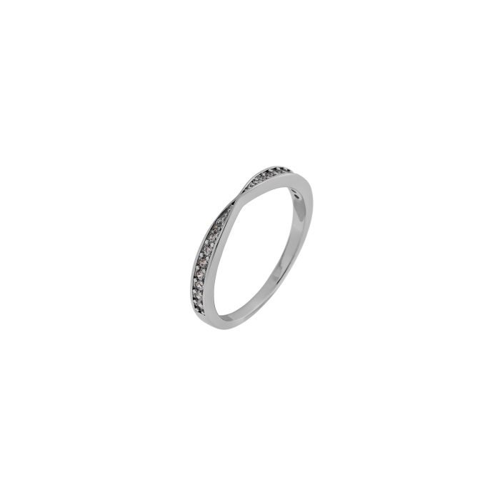 Nina Gold E-shop | Χειροποίητο κόσμημα, Πύργος Ηλείας Ασημένιο, 925, επιπλατινωμένο δαχτυλίδι, στολισμένο με λευκά ζιργκόν