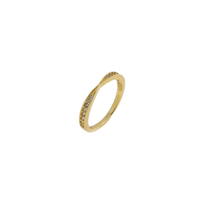 Nina Gold E-shop | Χειροποίητο κόσμημα, Πύργος Ηλείας Ασημένιο, 925, επιχρυσωμένο δαχτυλίδι, στολισμένο με λευκά ζιργκόν